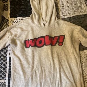 This is a very worn “Wow!” sweatshirt from old navy